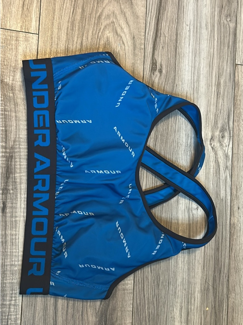 Under Armour Women's Royal Blue Logo Sports Bra with Black Band